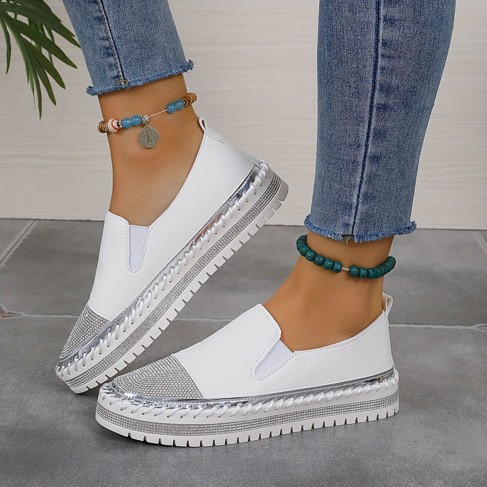 Frauen Strass Plattform Loafers