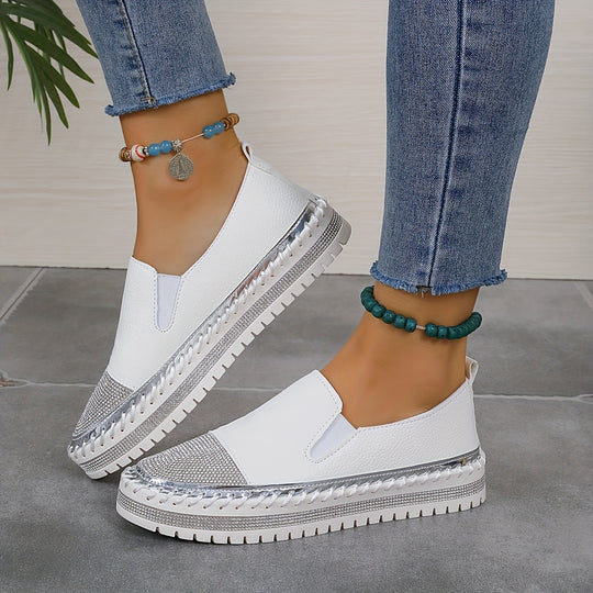 Women's Rhinestone Platform Loafers