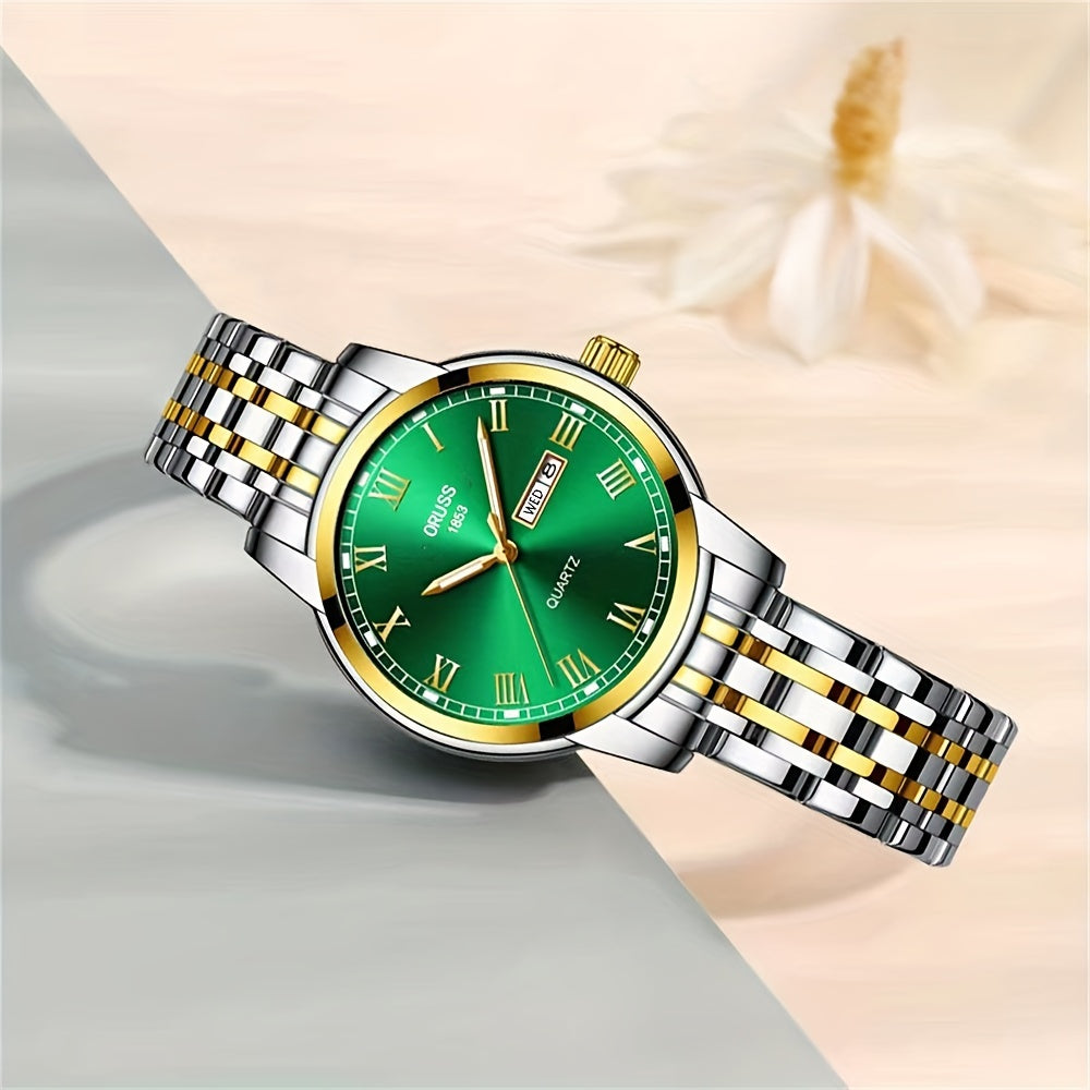 Luxurious luminous quartz ladies watch