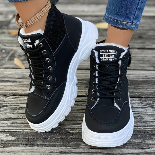 Plush-lined winter sneakers for women