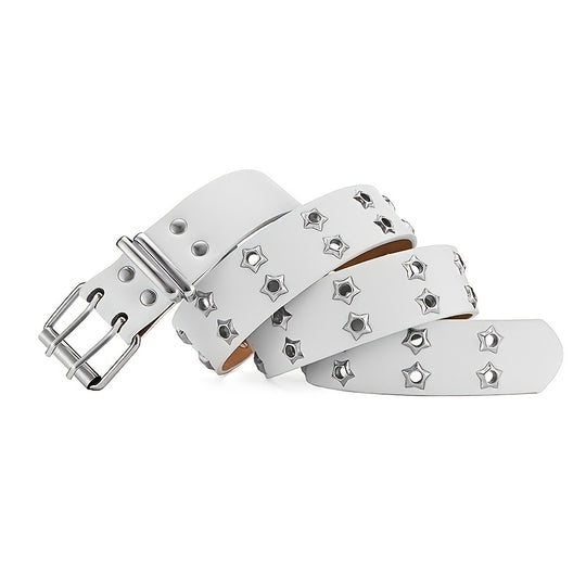 Star Eyelet Double Pin Buckle Belt