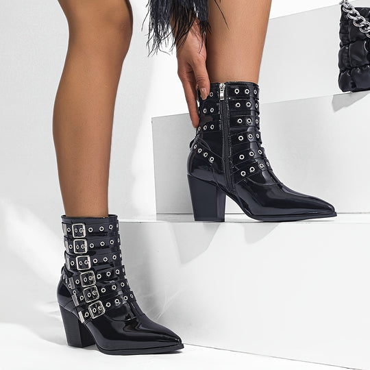 Women's boots with buckle and lace