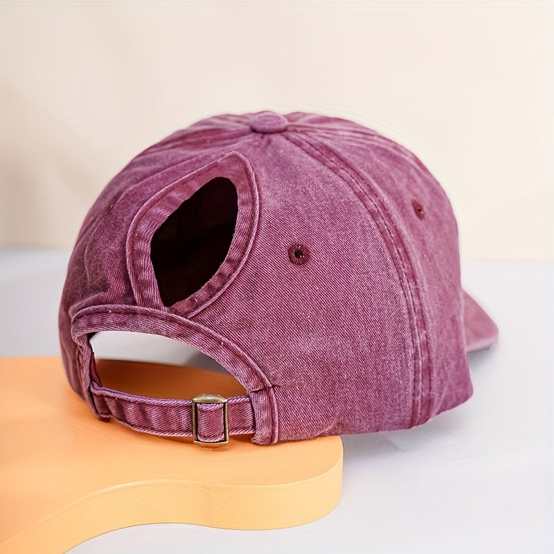 Damen Pferdeschwanz Distressed Dad Hat