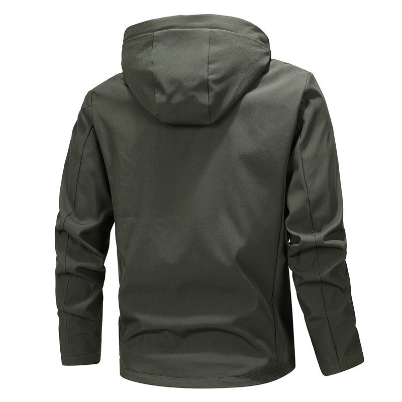 Thin technical jacket with hood for men