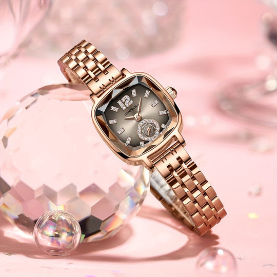 Luxurious quartz ladies watch with rhinestones