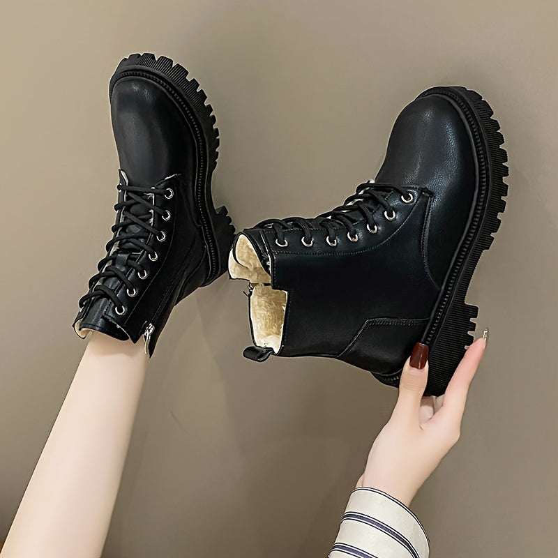 Fleece-lined women's lace-up boots