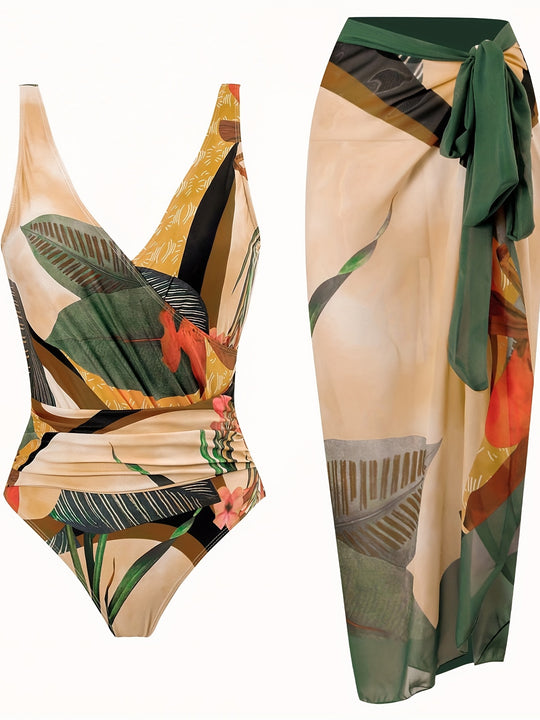 Tropical High Cut Bikini Cover Up