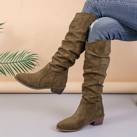 Long V-neck boots for women