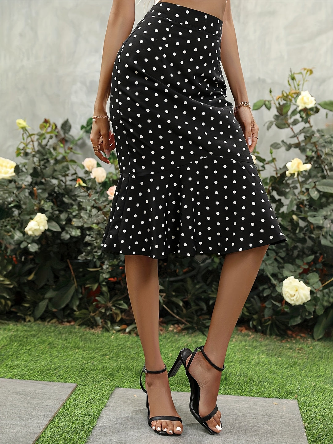 Polka Dot Print Ruffle Skirt for Women