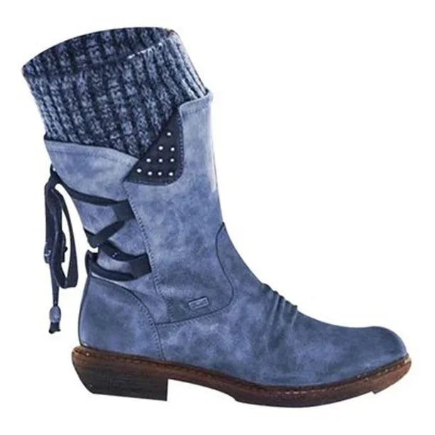 Women's mid-calf suede lace-up boots