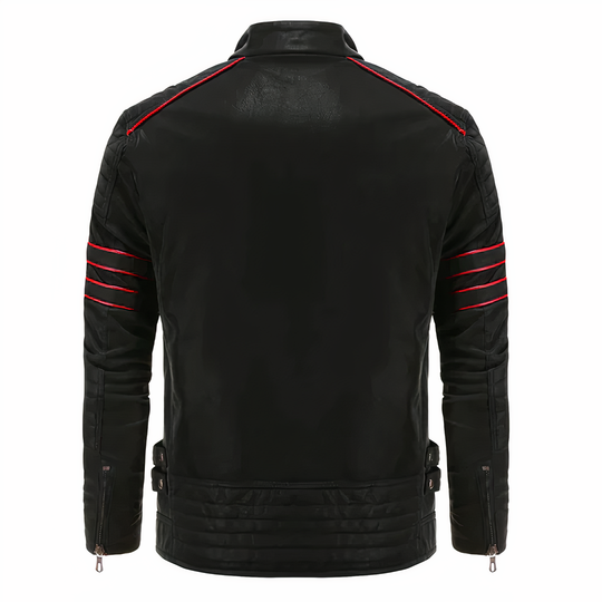 Biker Jacket with Stand-Up Collar for Men