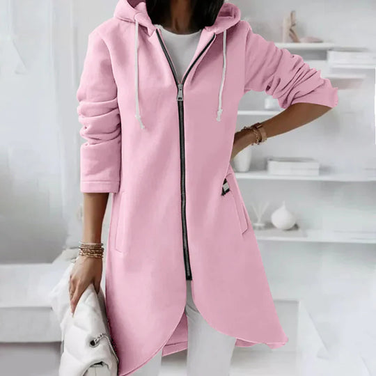 Long zip-up jacket for women