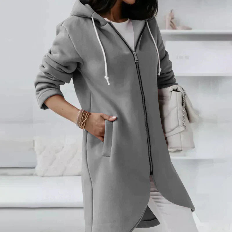 Long zip-up jacket for women