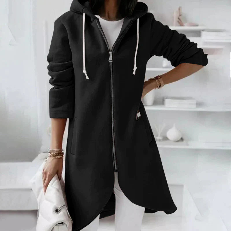 Long zip-up jacket for women