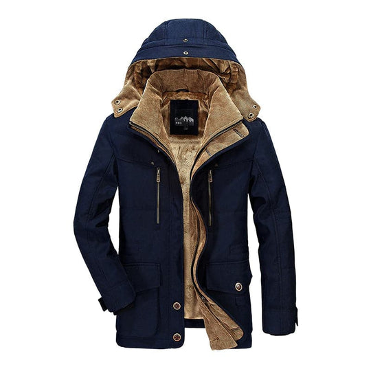 Men's winter jacket with fleece hood