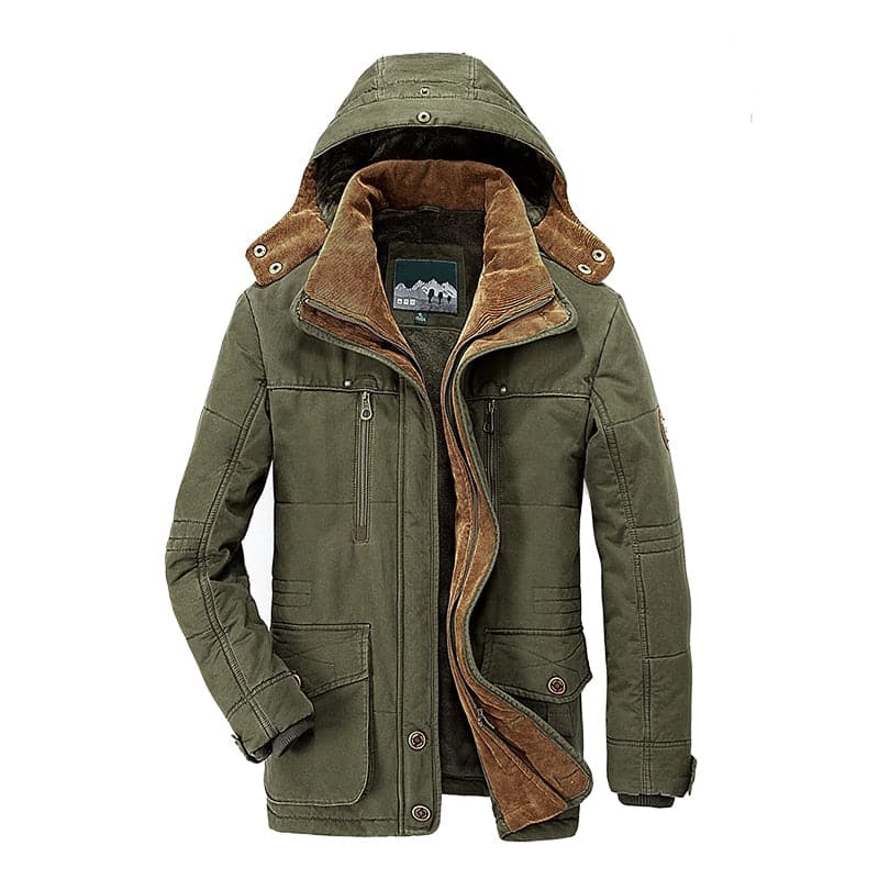 Men's winter jacket with fleece hood