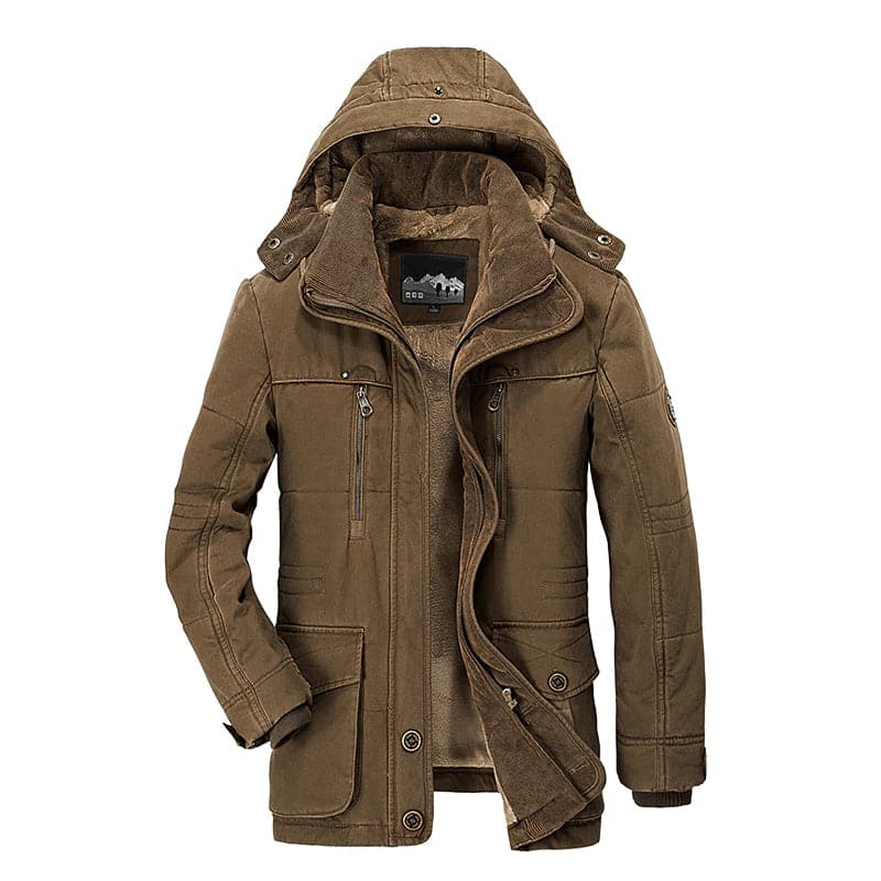 Men's winter jacket with fleece hood