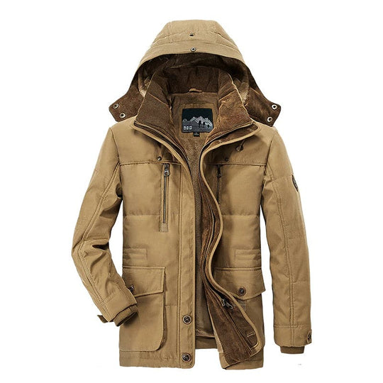 Men's winter jacket with fleece hood