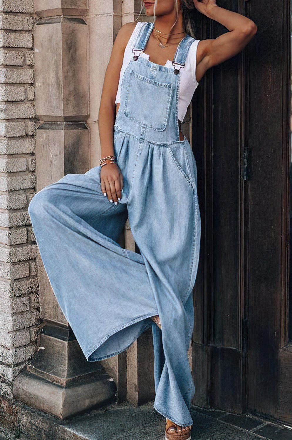 Ärmelloser trendiger Denim-Overall für Damen