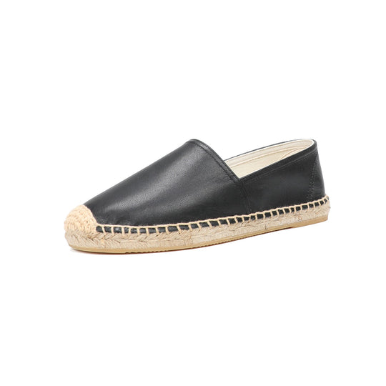 Flache Ballett-Espadrilles aus Rindsleder