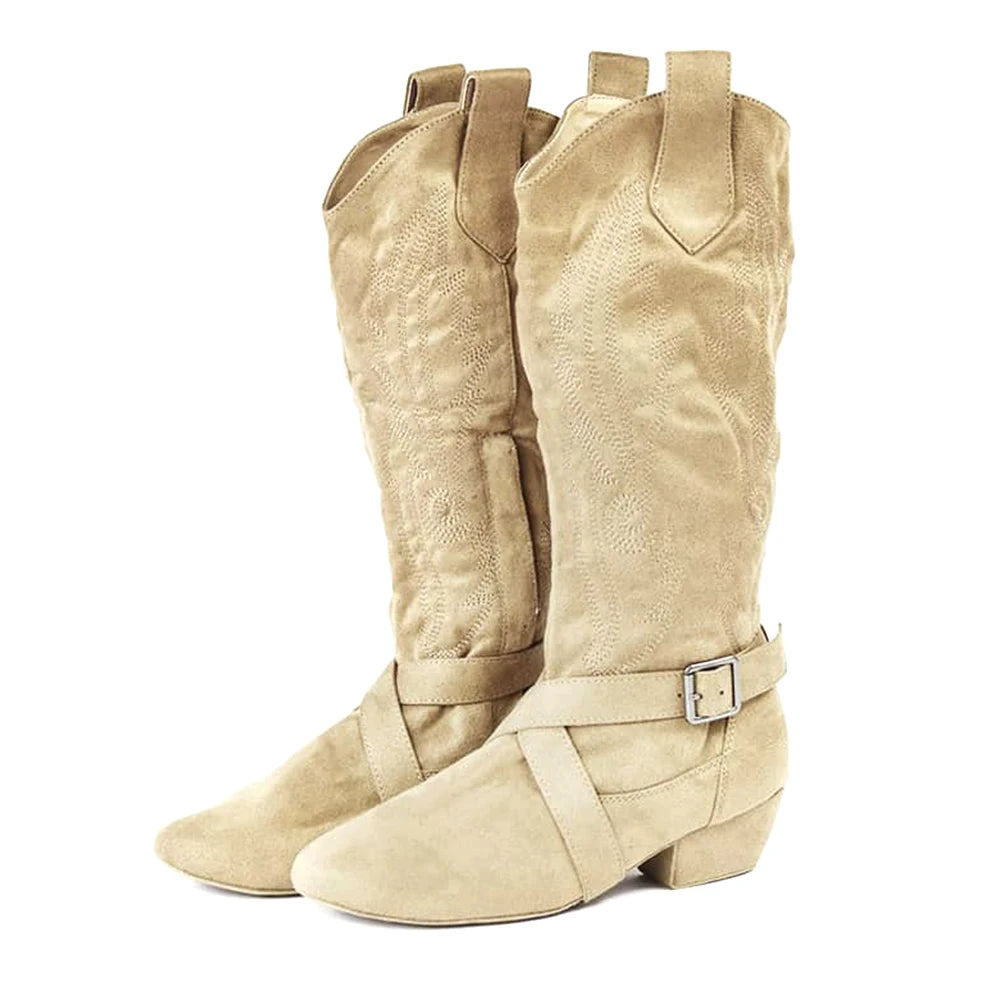 Western Style Suede Sole Line Boots