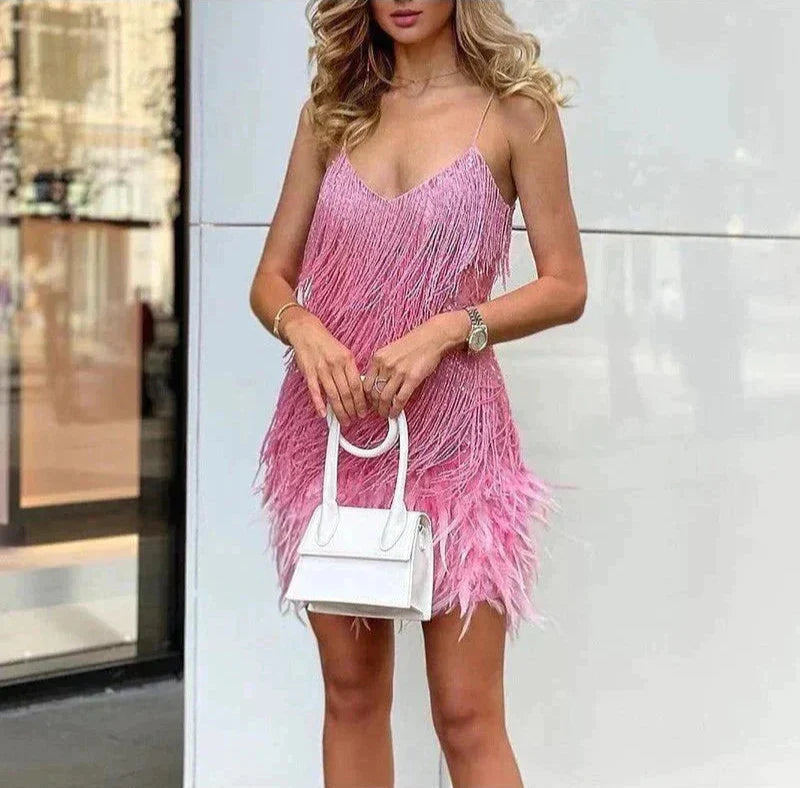 Sequined Tassel Mini Dress for Women