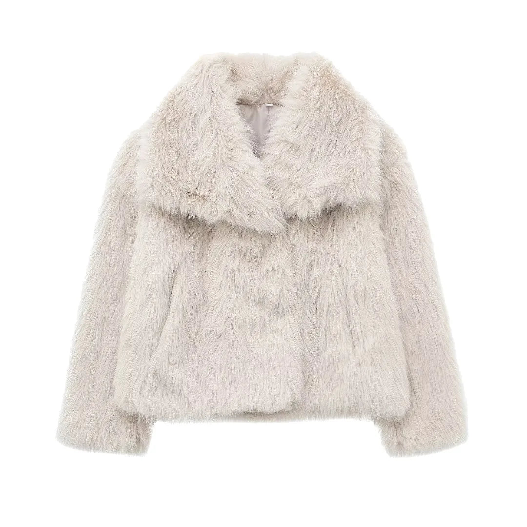 Cropped Faux Fur Coat for Women 