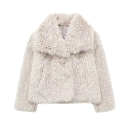 Cropped Faux Fur Coat for Women 