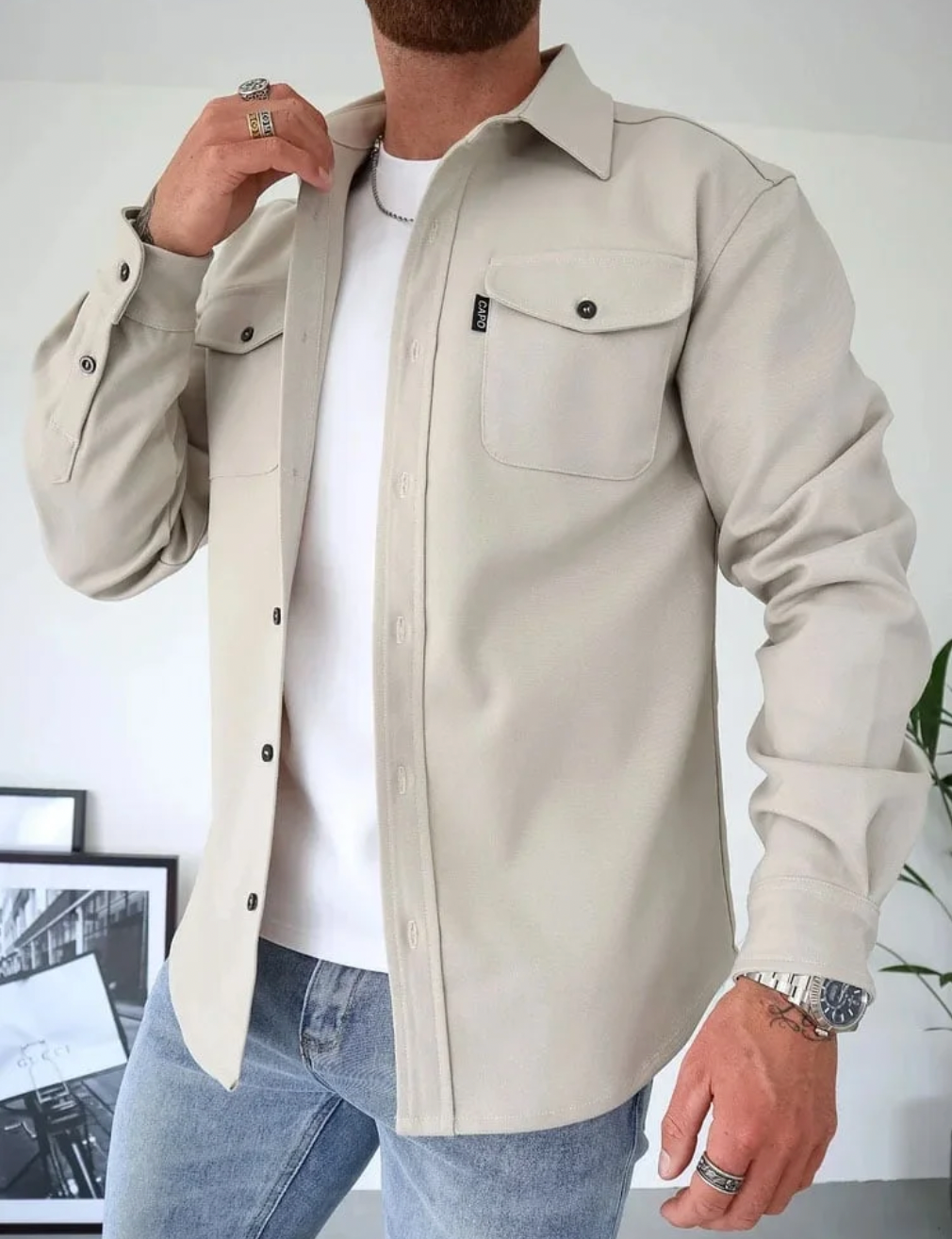 Fashionable button-down jacket for men