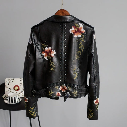 Florale Lederjacke für Frauen