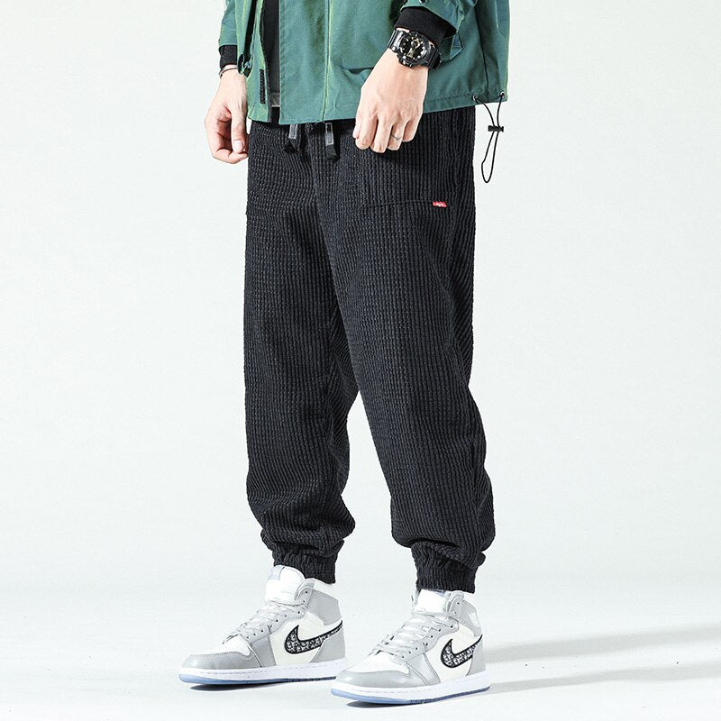 corduroy pants with drawstring for men