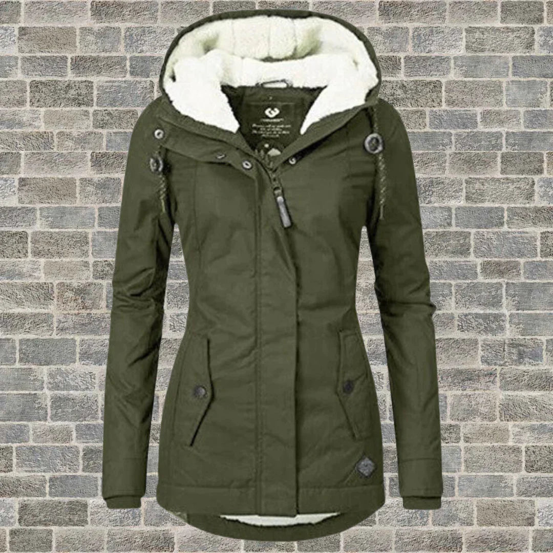 Women's pleated cotton coat with hood