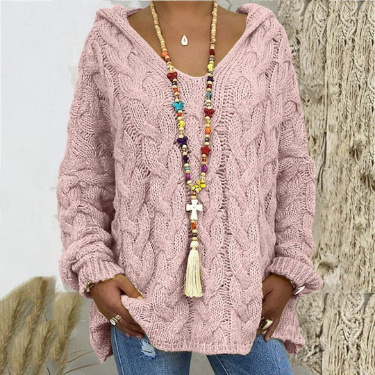 Women's Long Sleeve Hooded Knitted Sweater