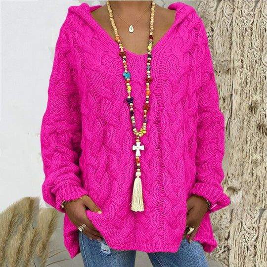 Women's Long Sleeve Hooded Knitted Sweater