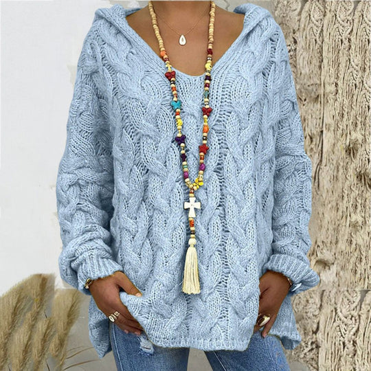 Women's Long Sleeve Hooded Knitted Sweater