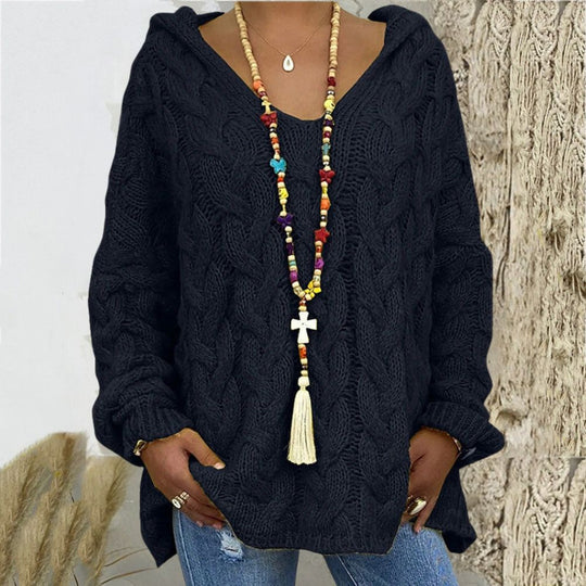 Women's Long Sleeve Hooded Knitted Sweater