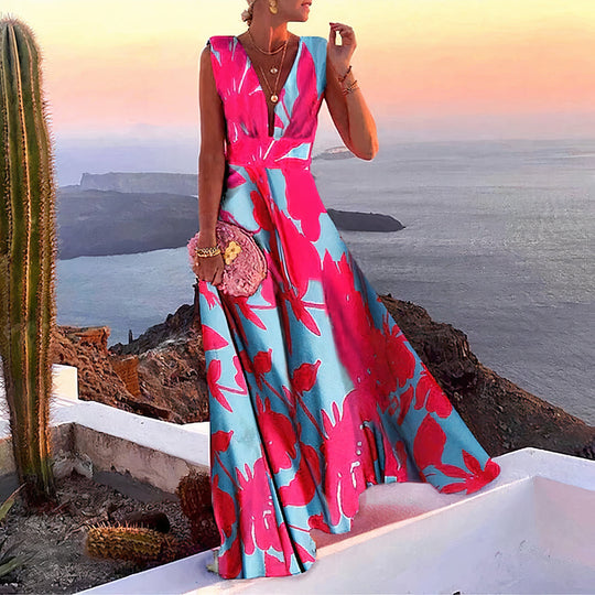 Elegant sleeveless bohemian dress