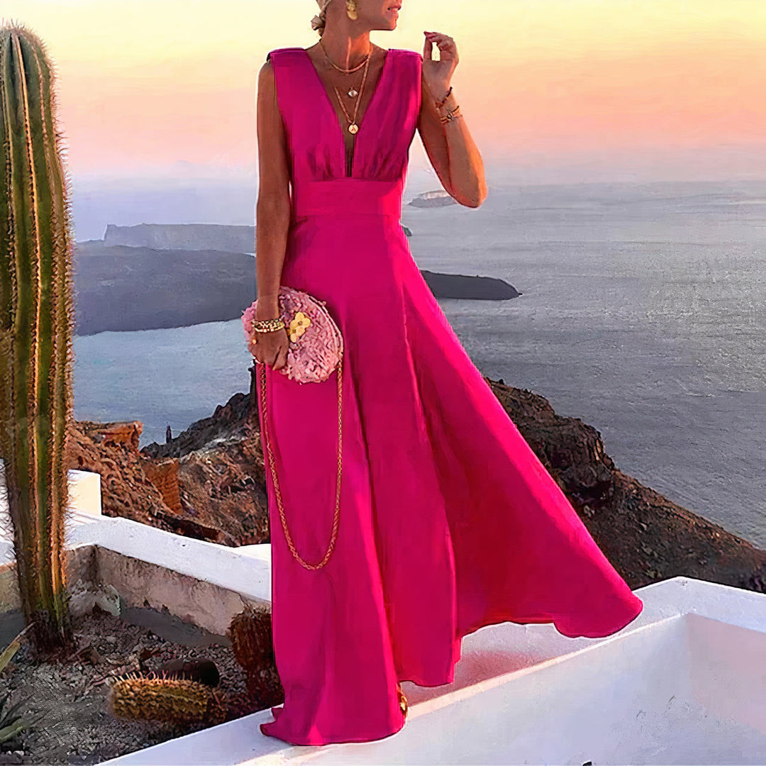 Elegant sleeveless bohemian dress