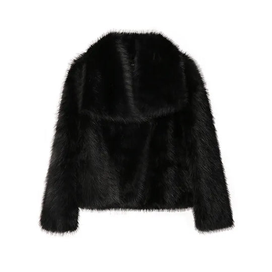 Cropped Faux Fur Coat for Women 