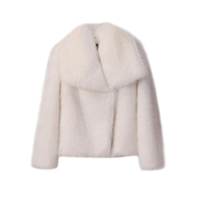 Cropped Faux Fur Coat for Women 