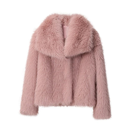 Cropped Faux Fur Coat for Women 