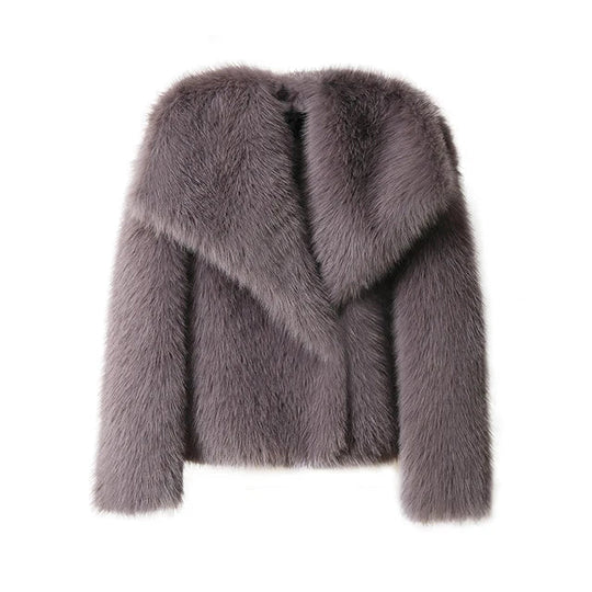 Cropped Faux Fur Coat for Women 