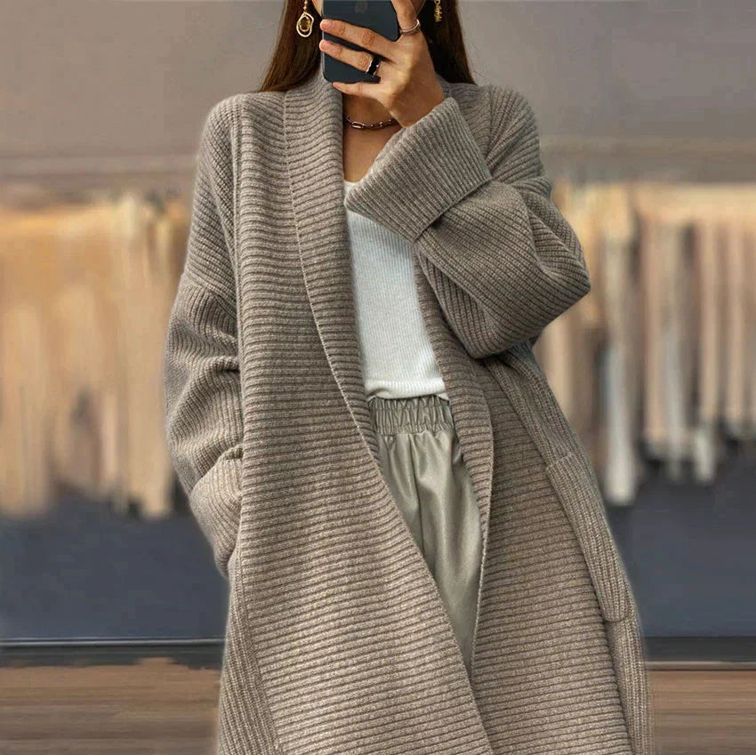 Long wool cardigan for women