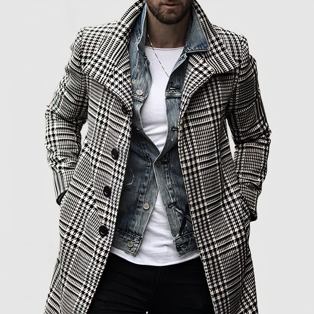 Checkered Trench Coat for Men