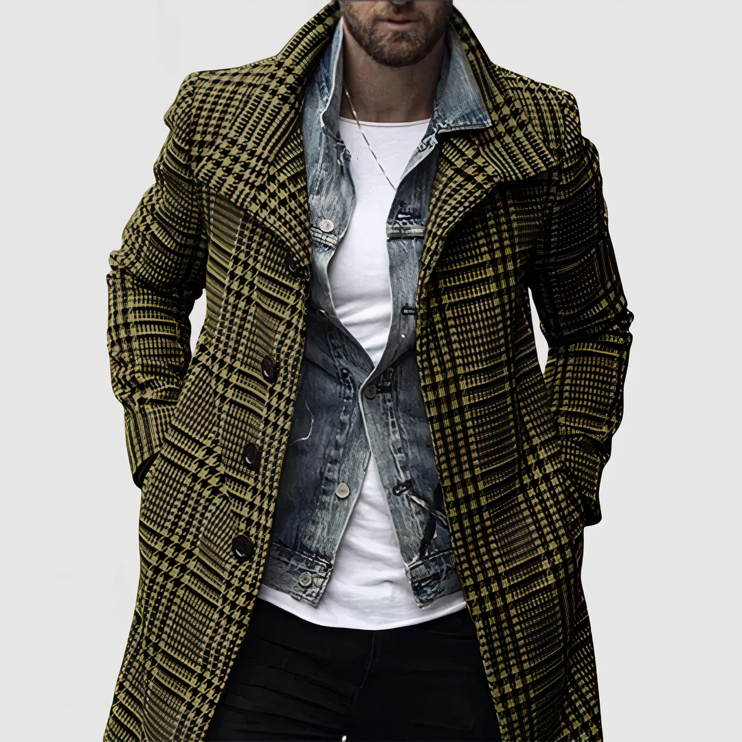 Checkered Trench Coat for Men