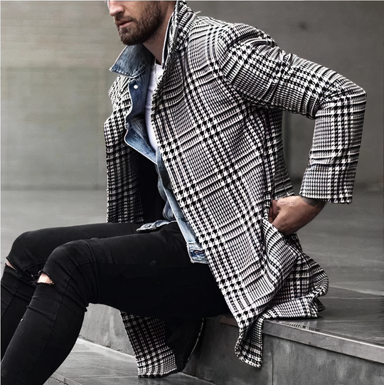 Checkered Trench Coat for Men