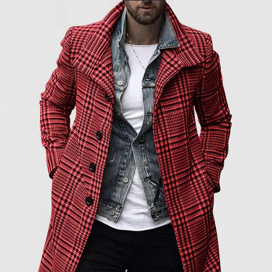 Checkered Trench Coat for Men