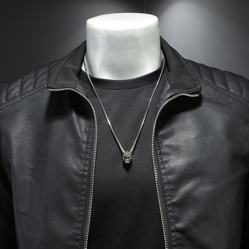 faux leather motorcycle jacket for men