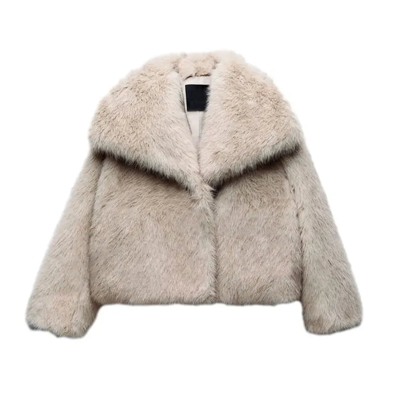 Cropped Faux Fur Coat for Women 