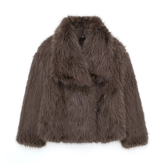 Cropped Faux Fur Coat for Women 